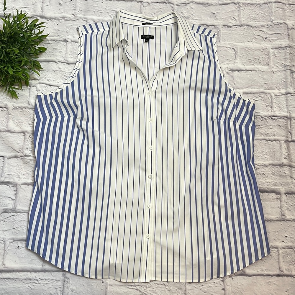 Talbots Woman Striped White & Blue Top Size 20w